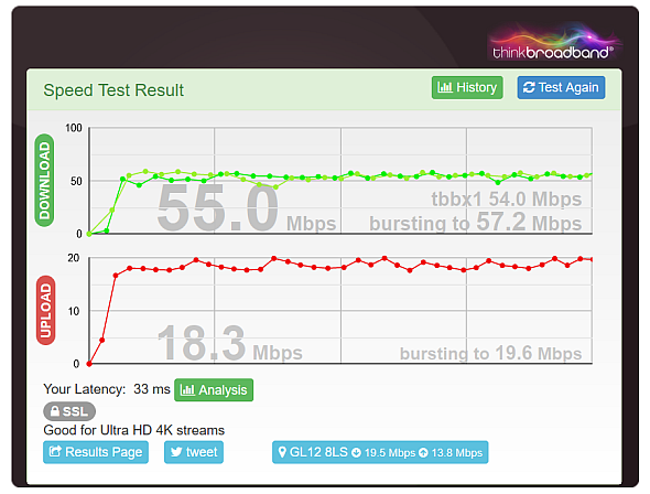 Studio speedtest results